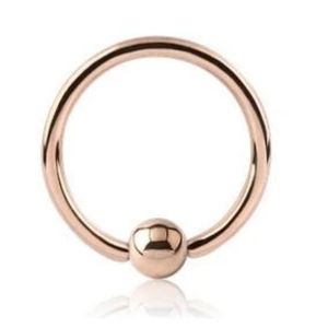 14k Solid Rose Gold 16g Captive Bead Hoop Piercing